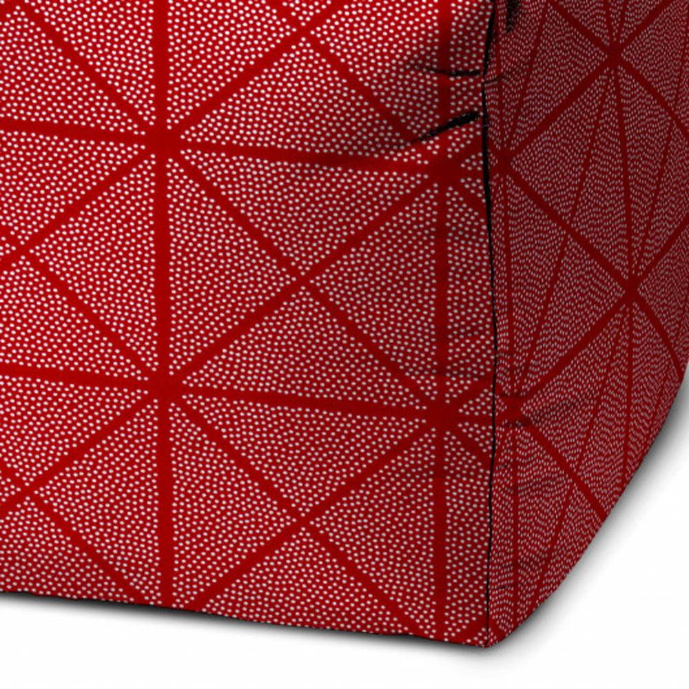 17" Red Polyester Cube Geometric Indoor Outdoor Pouf Ottoman. Picture 3