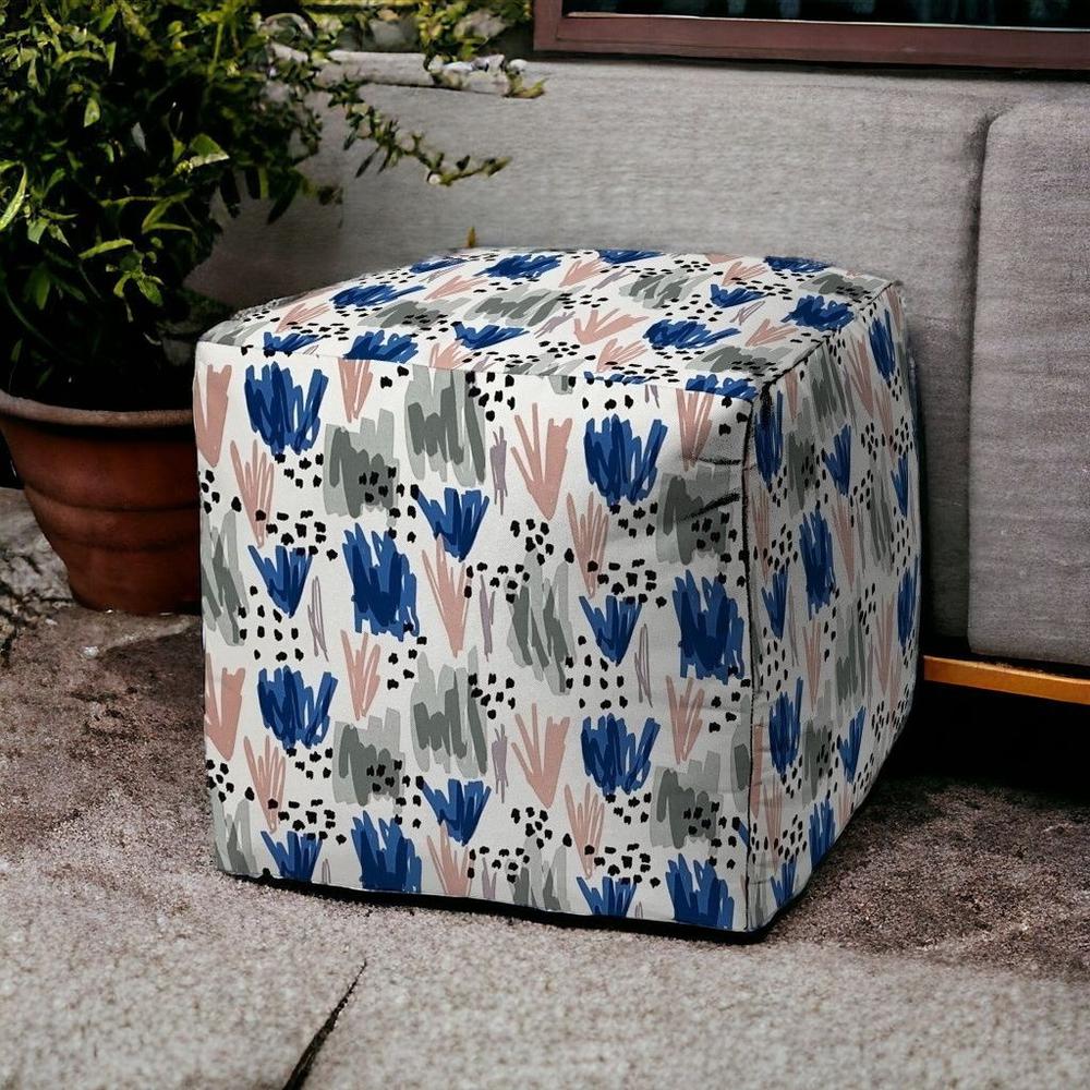 17" Pink Polyester Cube Geometric Indoor Outdoor Pouf Ottoman. Picture 2