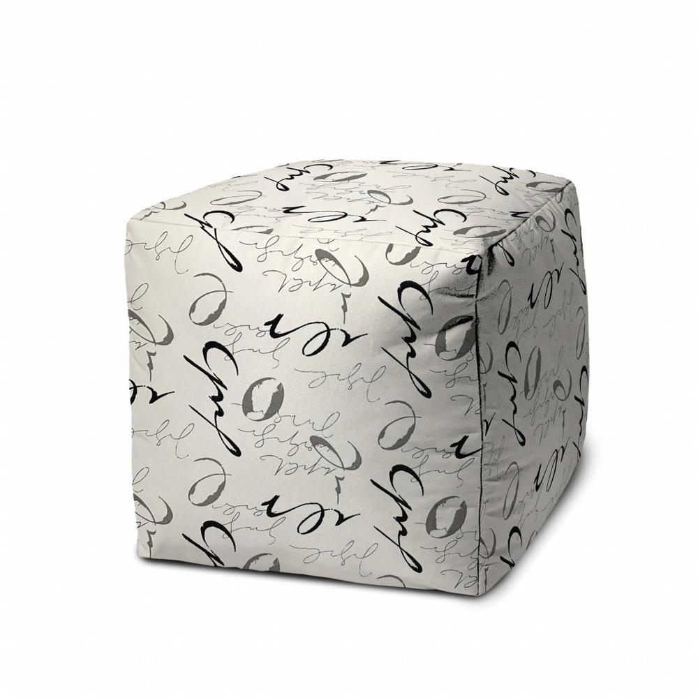 17" Gray Polyester Cube Indoor Outdoor Pouf Ottoman. Picture 1