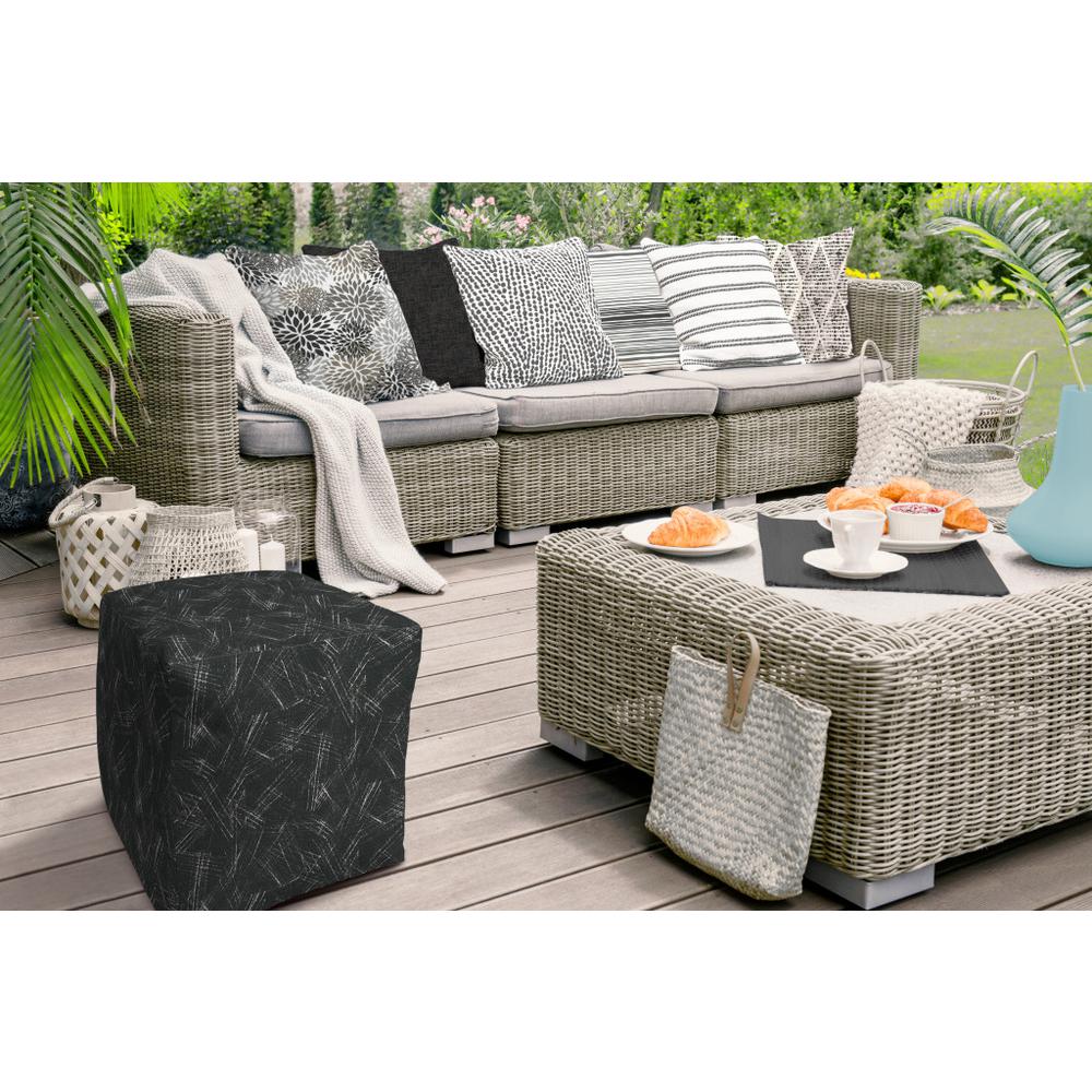 17" Gray Polyester Cube Indoor Outdoor Pouf Ottoman. Picture 3