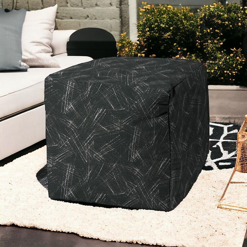 17" Gray Polyester Cube Indoor Outdoor Pouf Ottoman. Picture 2