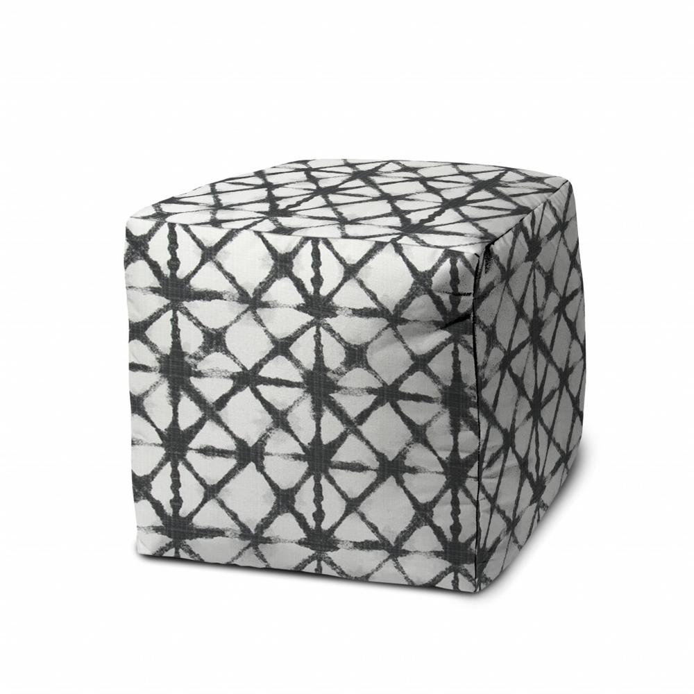 17" Gray Polyester Cube Indoor Outdoor Pouf Ottoman. Picture 1