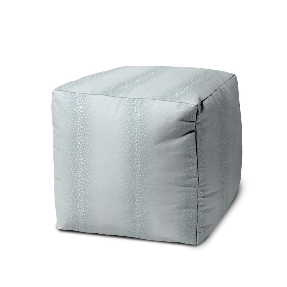 17" Blue Polyester Cube Ombre Indoor Outdoor Pouf Ottoman. Picture 1