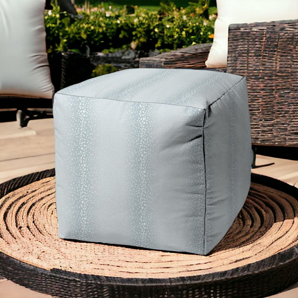 17" Blue Polyester Cube Ombre Indoor Outdoor Pouf Ottoman. Picture 2