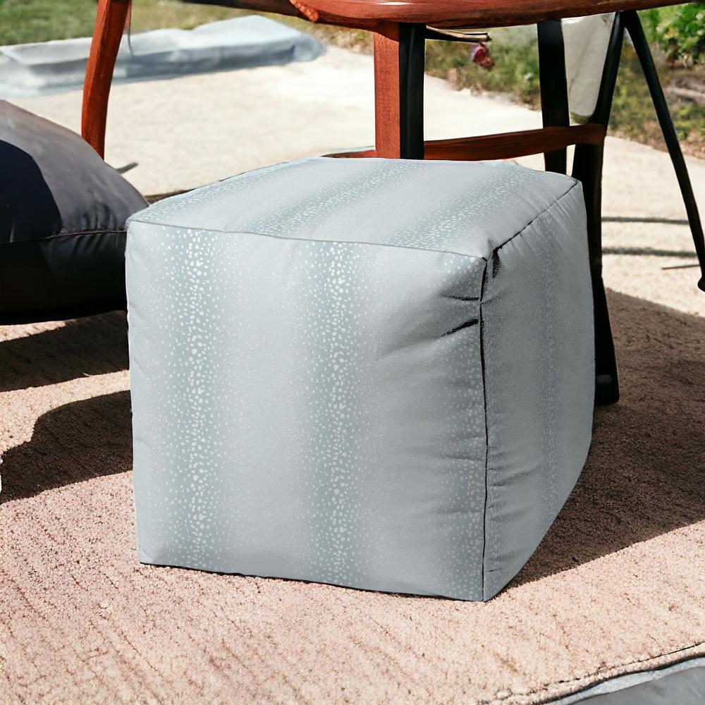 17" Blue Polyester Cube Ombre Indoor Outdoor Pouf Ottoman. Picture 2