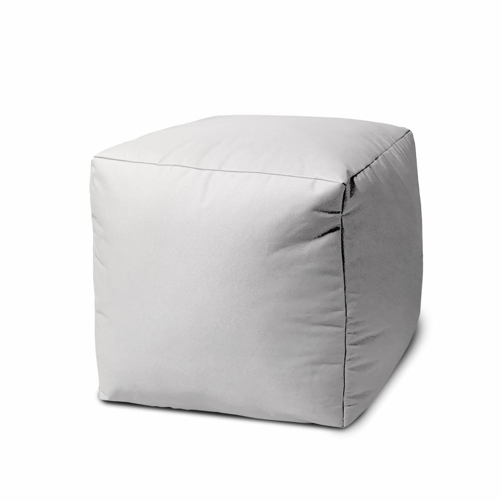 17" Cool Crisp White Solid Color Indoor Outdoor Pouf Cover. Picture 1