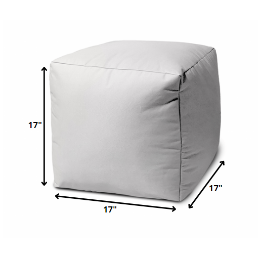 17" Cool Crisp White Solid Color Indoor Outdoor Pouf Cover. Picture 5