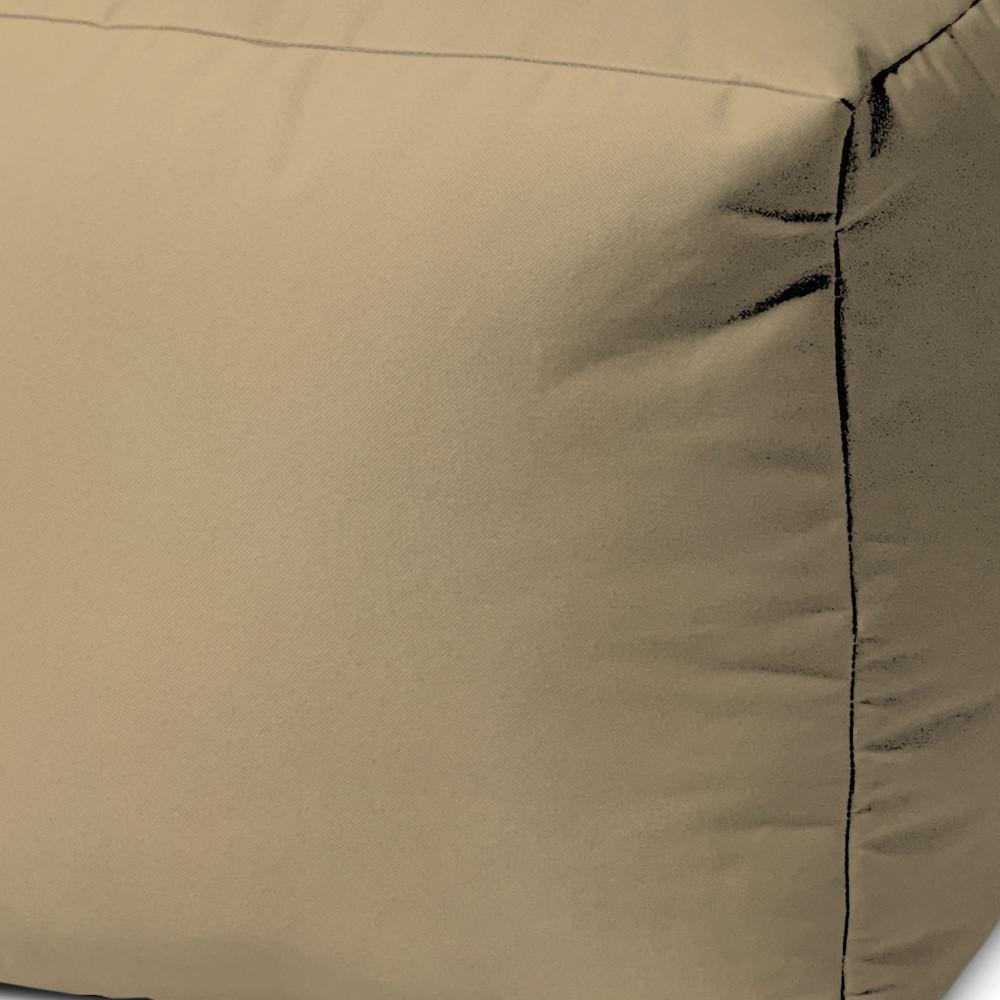 17" Cool Khaki Tan Solid Color Indoor Outdoor Pouf Cover. Picture 5
