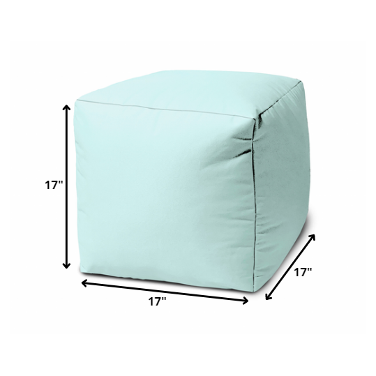 17" Cool Pale Aqua Solid Color Indoor Outdoor Pouf Cover. Picture 5