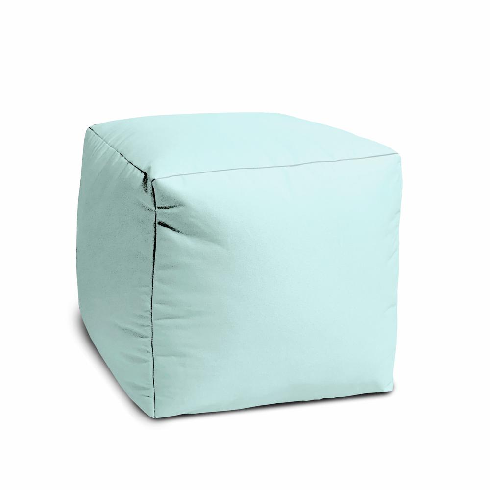 17" Cool Pale Aqua Solid Color Indoor Outdoor Pouf Cover. Picture 2