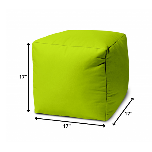 17" Cool Lemongrass Green Solid Color Indoor Outdoor Pouf Cover. Picture 5