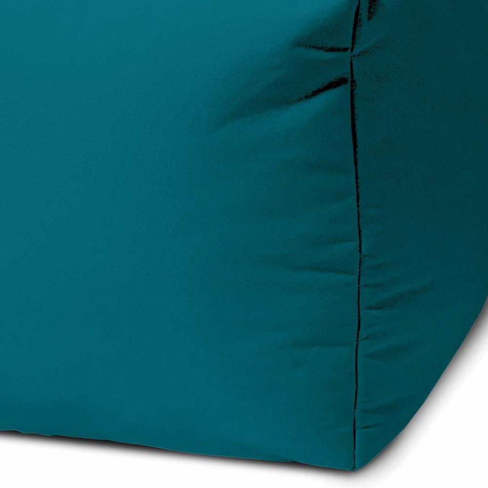 17" Cool Dark Teal Solid Color Indoor Outdoor Pouf Cover. Picture 4