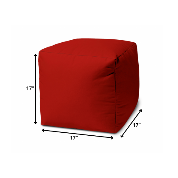 17" Cool Primary Red Solid Color Indoor Outdoor Pouf Cover. Picture 5