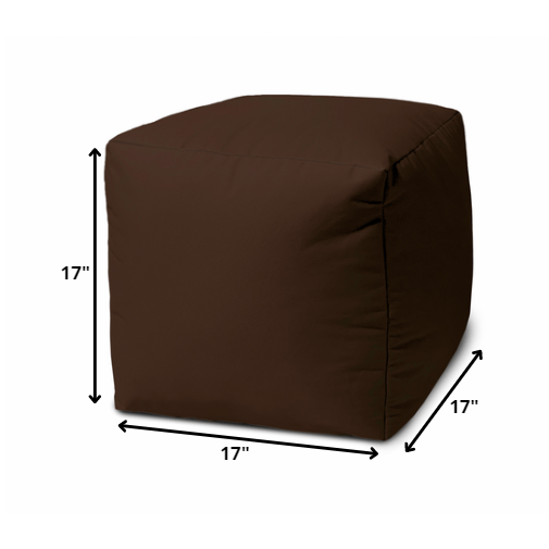 17" Cool Dark Chocolate Brown Solid Color Indoor Outdoor Pouf Cover. Picture 4