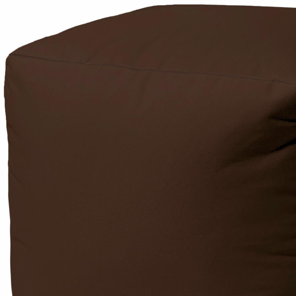 17" Cool Dark Chocolate Brown Solid Color Indoor Outdoor Pouf Cover. Picture 5