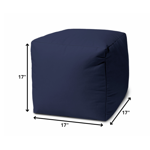 17" Cool Warm Indigo Blue Solid Color Indoor Outdoor Pouf Cover. Picture 4