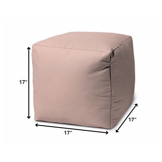17" Cool Pale Pink Blush Solid Color Indoor Outdoor Pouf Cover. Picture 4