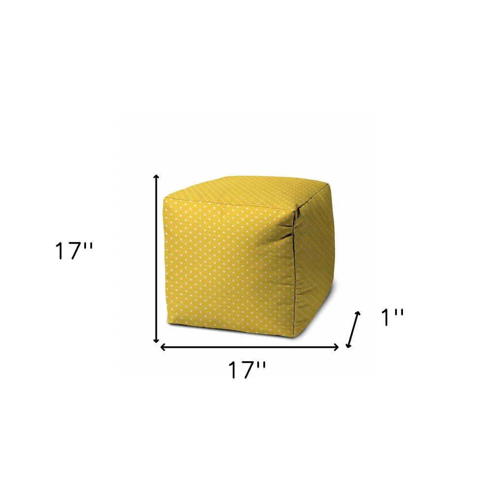 17" Yellow Cube Polka Dots Indoor Outdoor Pouf Cover. Picture 5