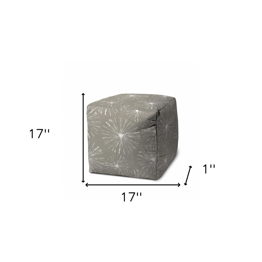 17" Taupe Cube Geometric Indoor Outdoor Pouf Cover. Picture 5
