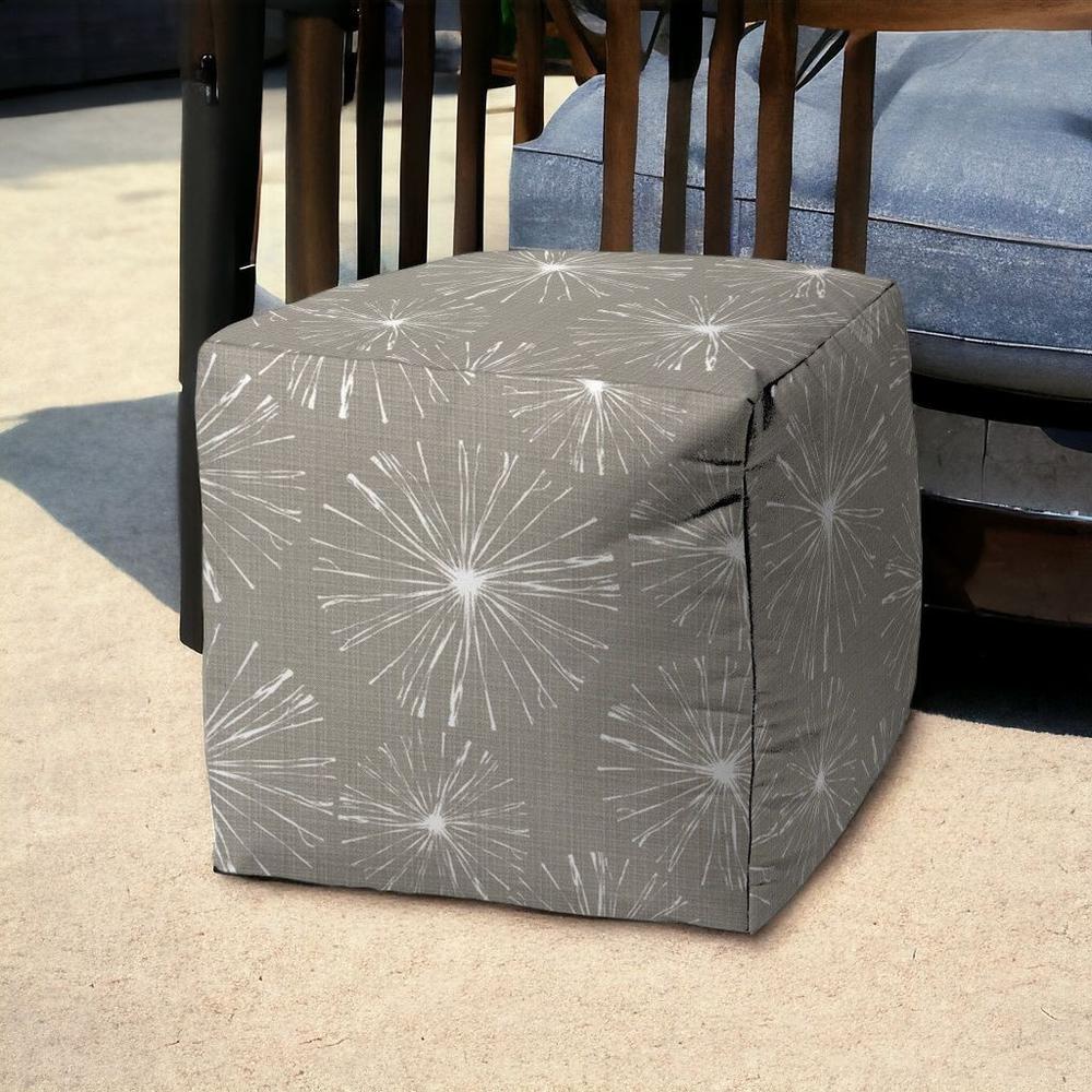 17" Taupe Cube Geometric Indoor Outdoor Pouf Cover. Picture 2