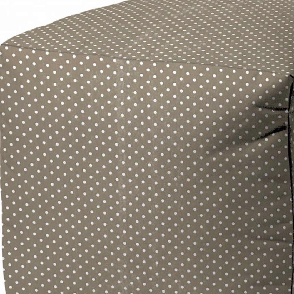 17" Taupe Cube Polka Dots Indoor Outdoor Pouf Cover. Picture 3