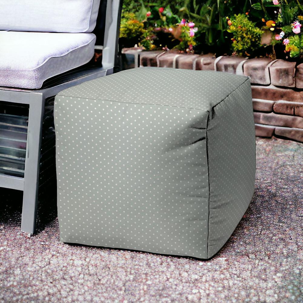17" Green Cube Polka Dots Indoor Outdoor Pouf Cover. Picture 2