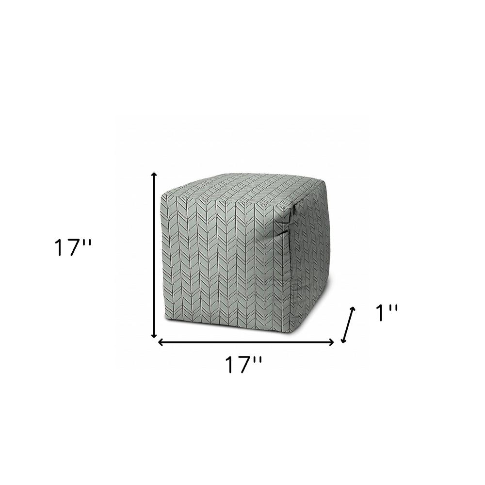 17" Green Cube Geometric Indoor Outdoor Pouf Cover. Picture 5