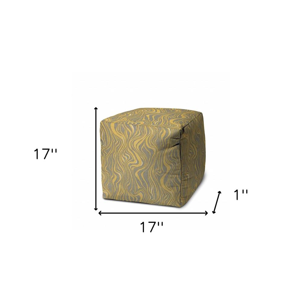 17" Yellow Cube Abstract Indoor Outdoor Pouf Cover. Picture 5