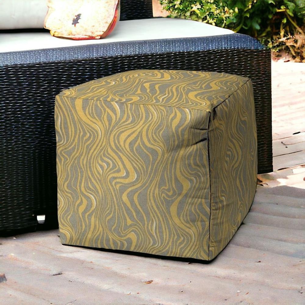17" Yellow Cube Abstract Indoor Outdoor Pouf Cover. Picture 2