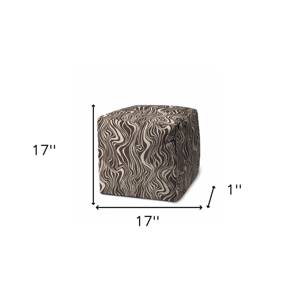 17" Brown Cube Abstract Indoor Outdoor Pouf Cover. Picture 5
