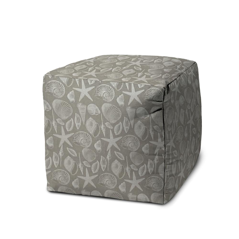17" Gray Cube Indoor Outdoor Pouf Cover. Picture 1