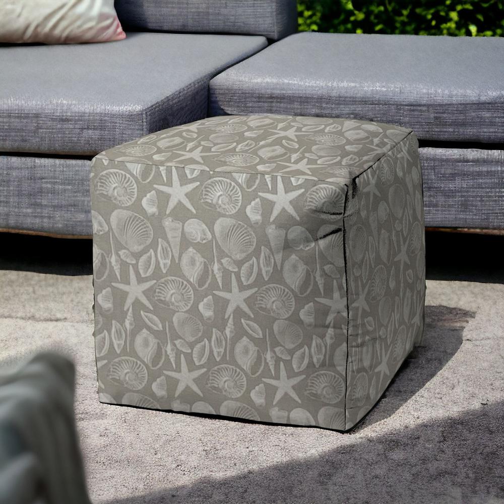 17" Gray Cube Indoor Outdoor Pouf Cover. Picture 2
