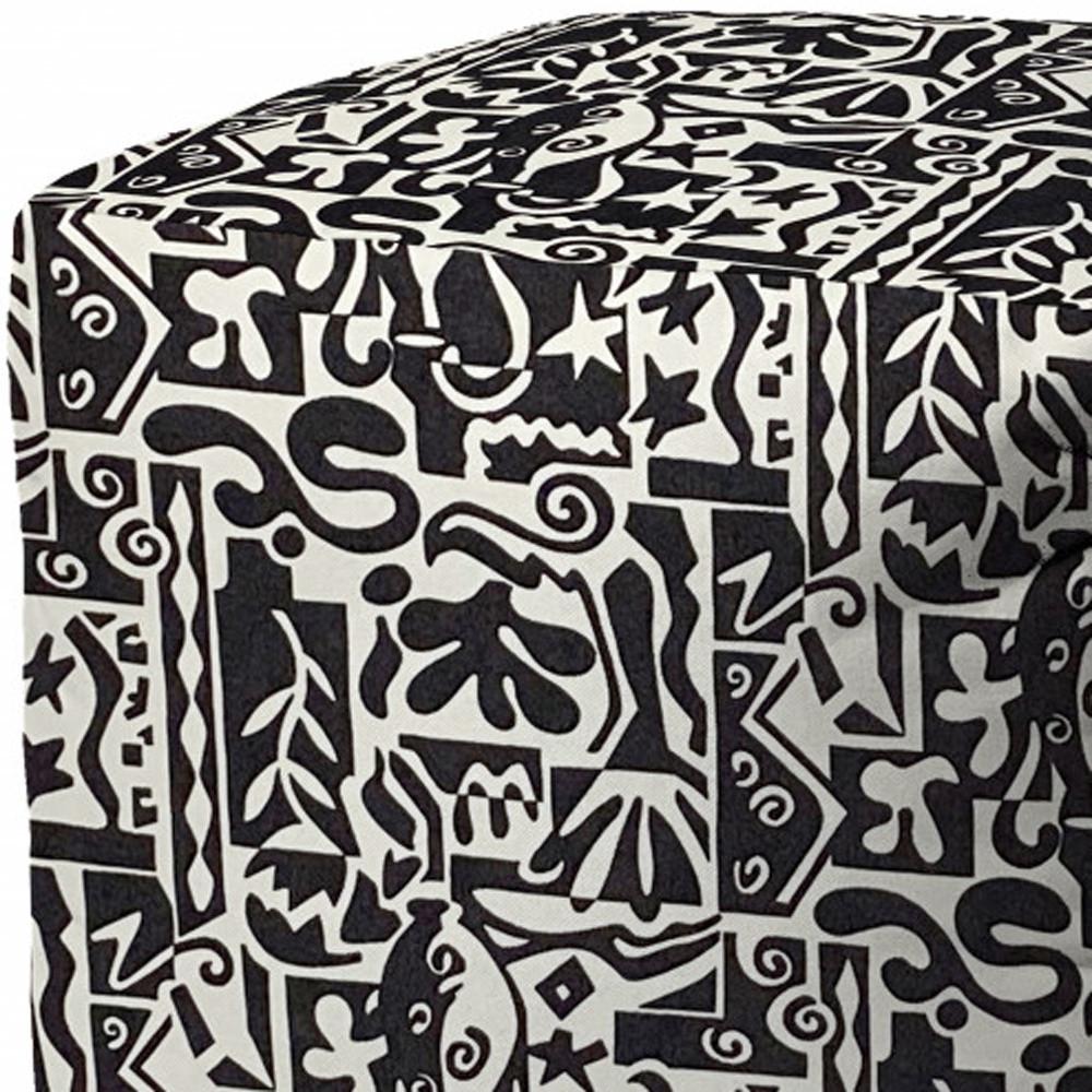 17" Black Cube Geometric Indoor Outdoor Pouf Cover. Picture 3