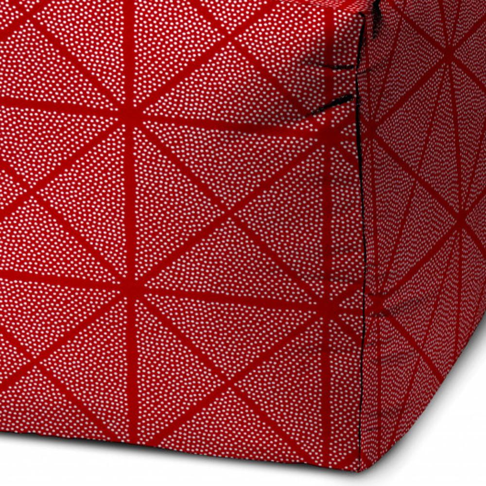 17" Red Cube Geometric Indoor Outdoor Pouf Cover. Picture 3