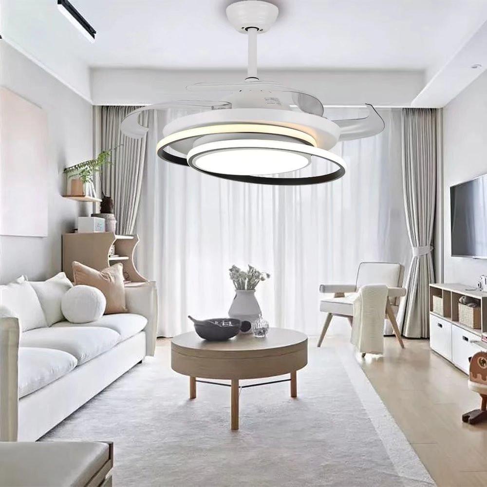 Asymmetric White Ceiling Lamp And Fan. Picture 2