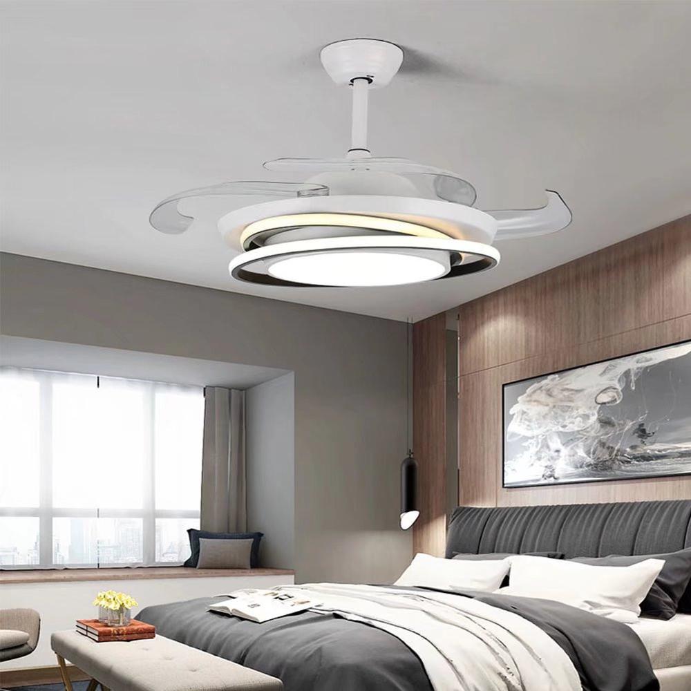 Asymmetric White Ceiling Lamp And Fan. Picture 3