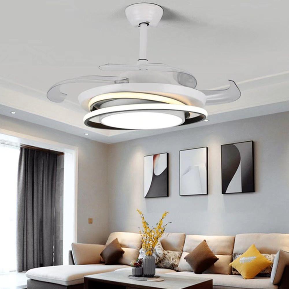 Asymmetric White Ceiling Lamp And Fan. Picture 4