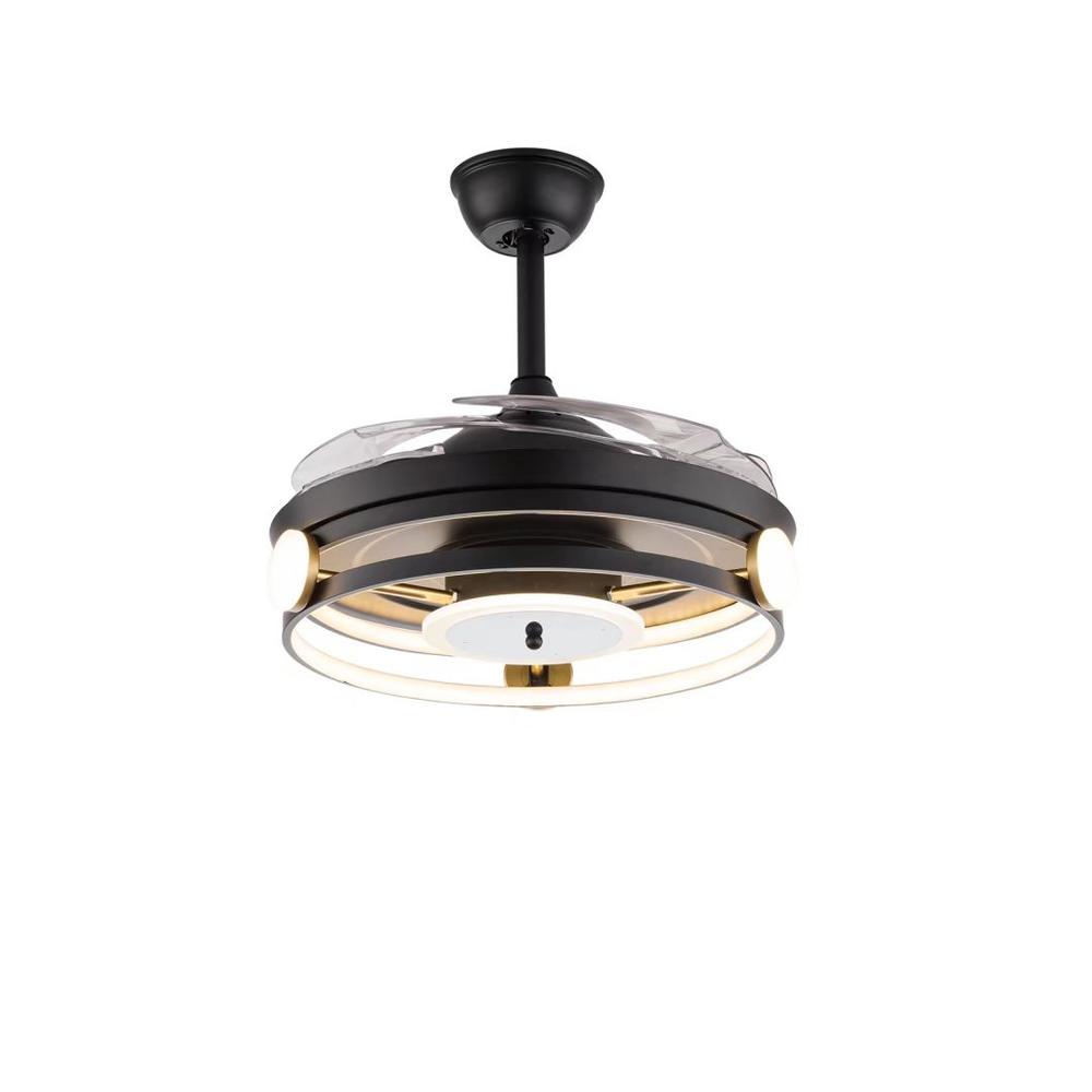 Modern Black Ceiling Lamp With Retractable Fan. Picture 5