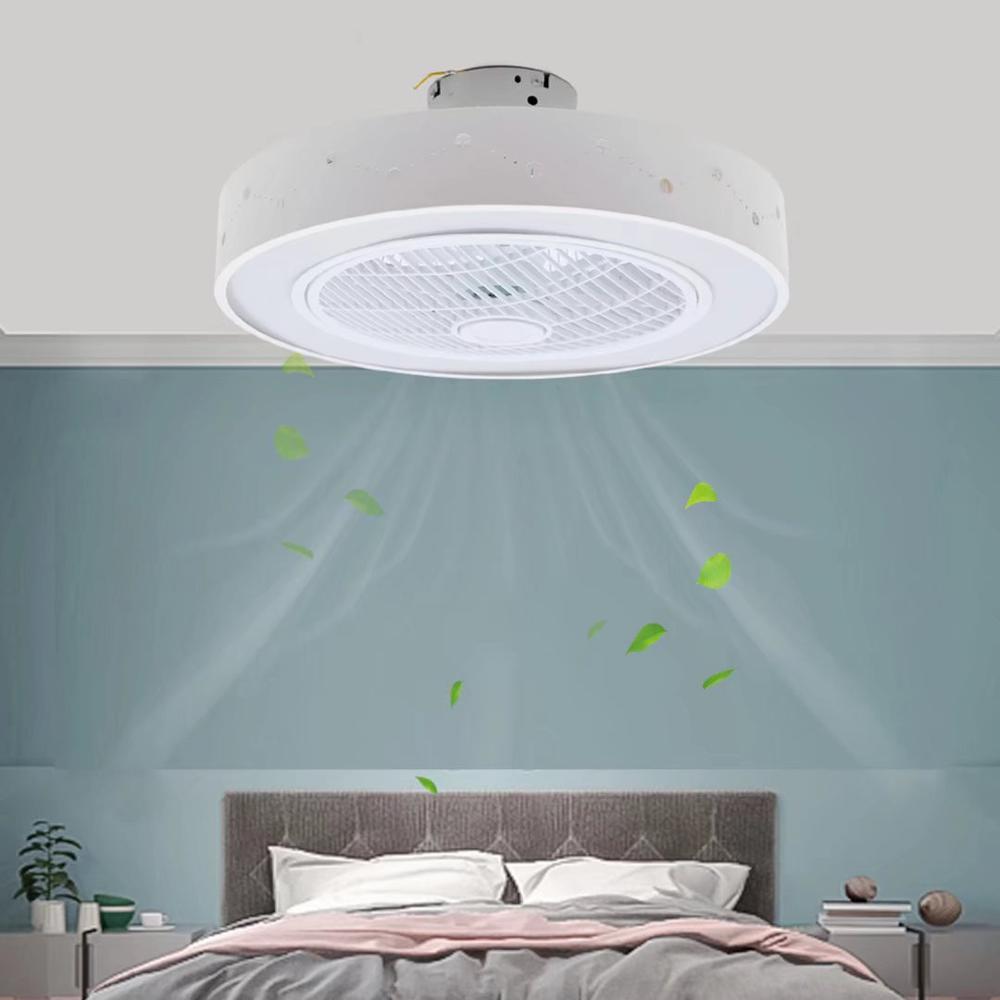 Modern White Ceiling Fan and Light. Picture 1