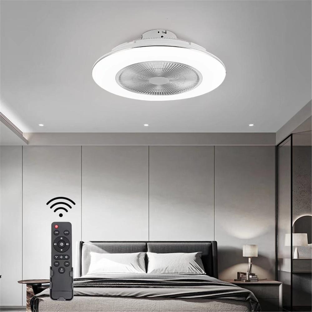 White Stylish LED Ceiling Lamp And Fan. Picture 2
