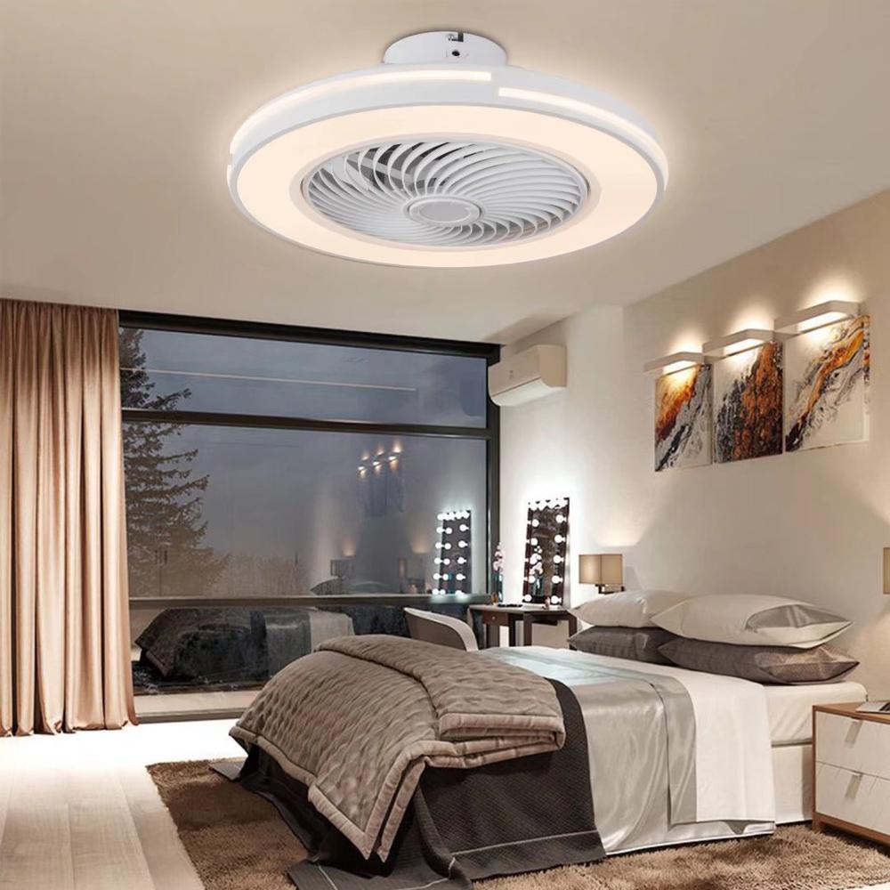 White Compact LED Fan and Light. Picture 1