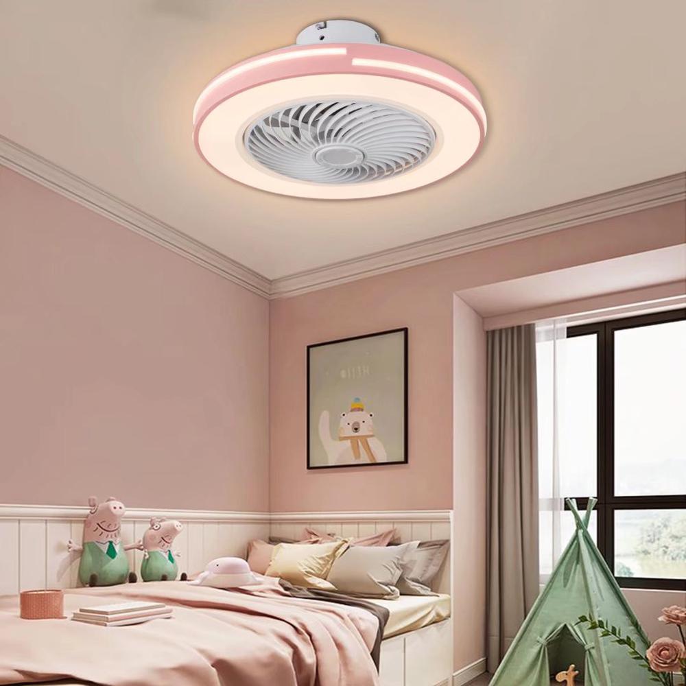 Compact Pink LED Ceiling Fan and Light. Picture 1