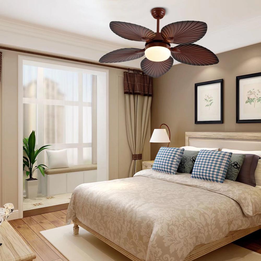 Brown Tropical Palm Metal Ceiling Lamp And Fan. Picture 4
