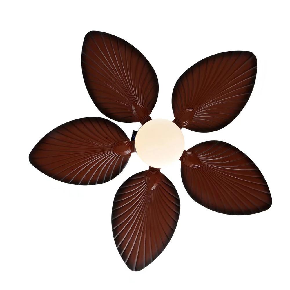 Brown Tropical Palm Metal Ceiling Lamp And Fan. Picture 5