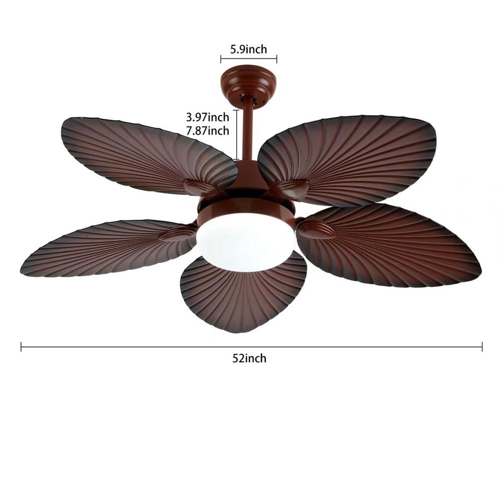 Brown Tropical Palm Metal Ceiling Lamp And Fan. Picture 7