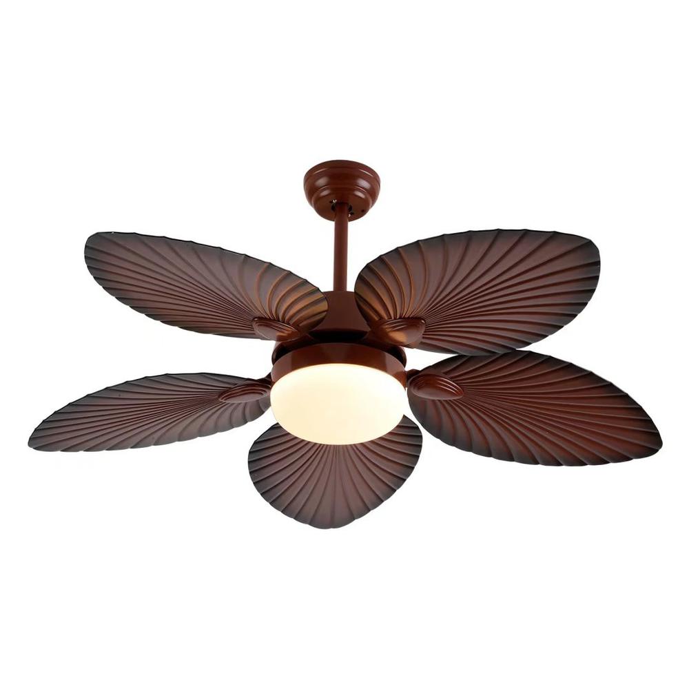 Brown Tropical Palm Metal Ceiling Lamp And Fan. Picture 8