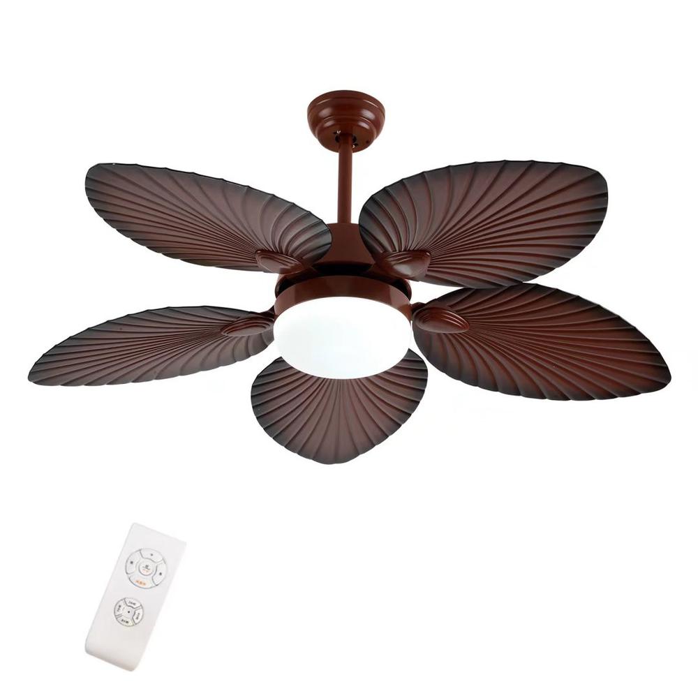 Brown Tropical Palm Metal Ceiling Lamp And Fan. Picture 9