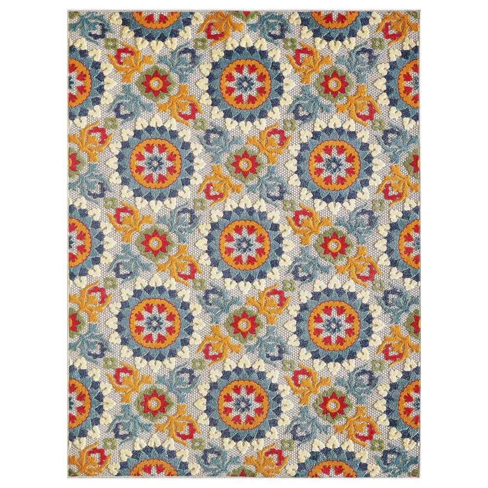 2' X 4' Orange And Ivory Moroccan Stain Resistant Indoor Outdoor Area Rug. Picture 1