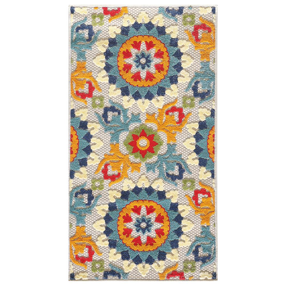 3' X 5' Orange And Ivory Moroccan Stain Resistant Indoor Outdoor Area Rug. Picture 1