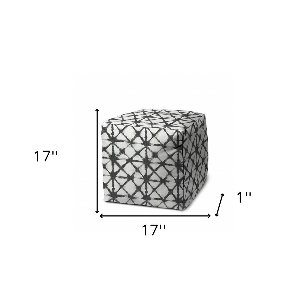 17" Gray Cube Indoor Outdoor Pouf Cover. Picture 5
